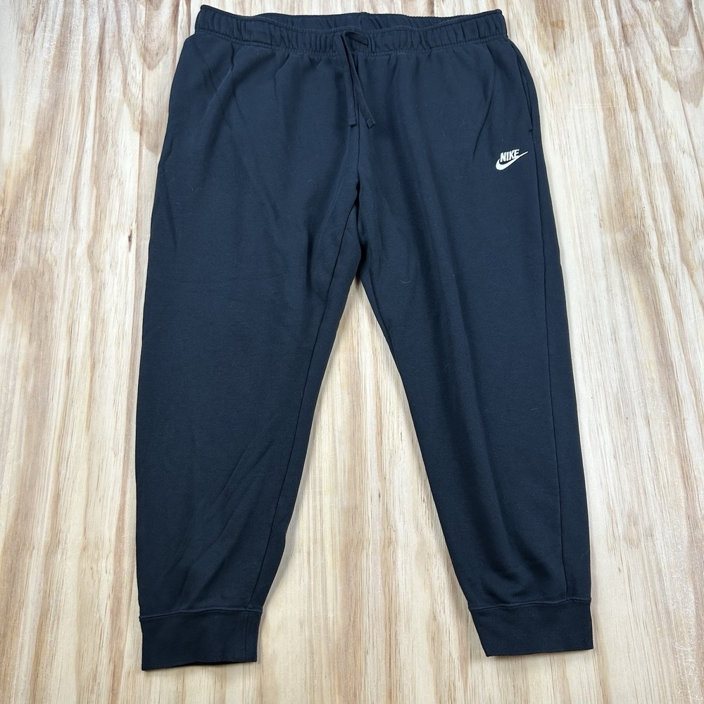 Nike Women's 1X Black Sweatpants DV5085-010 Drawstring Fleece Jogger Pants